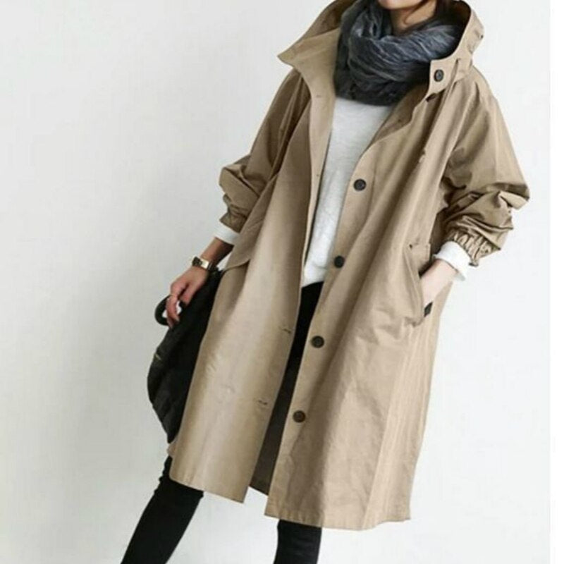 Brynn | Women’s Hooded Long Fit Trenchcoat