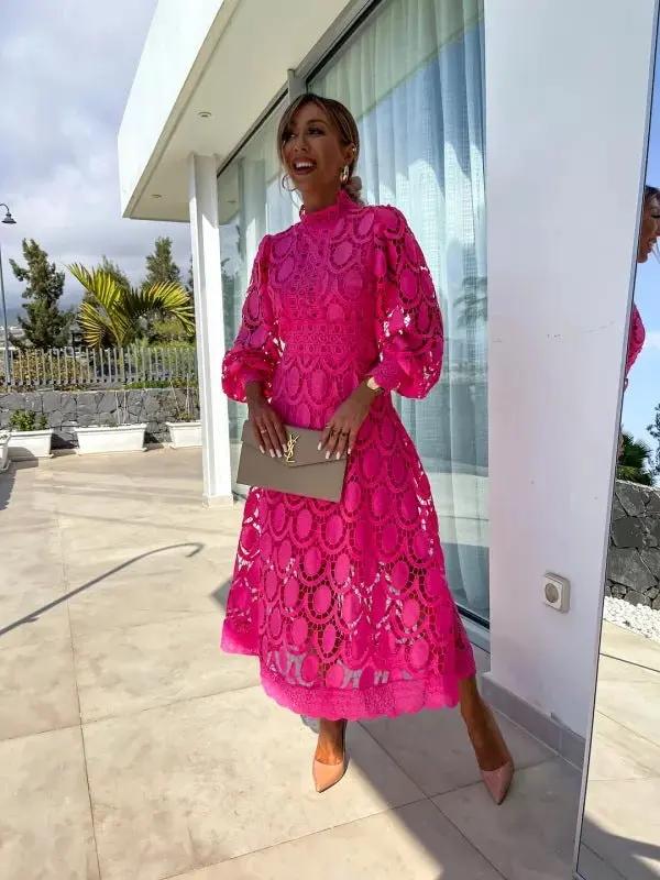 Vivienne | Women Lace Midi Dress with Long Sleeves