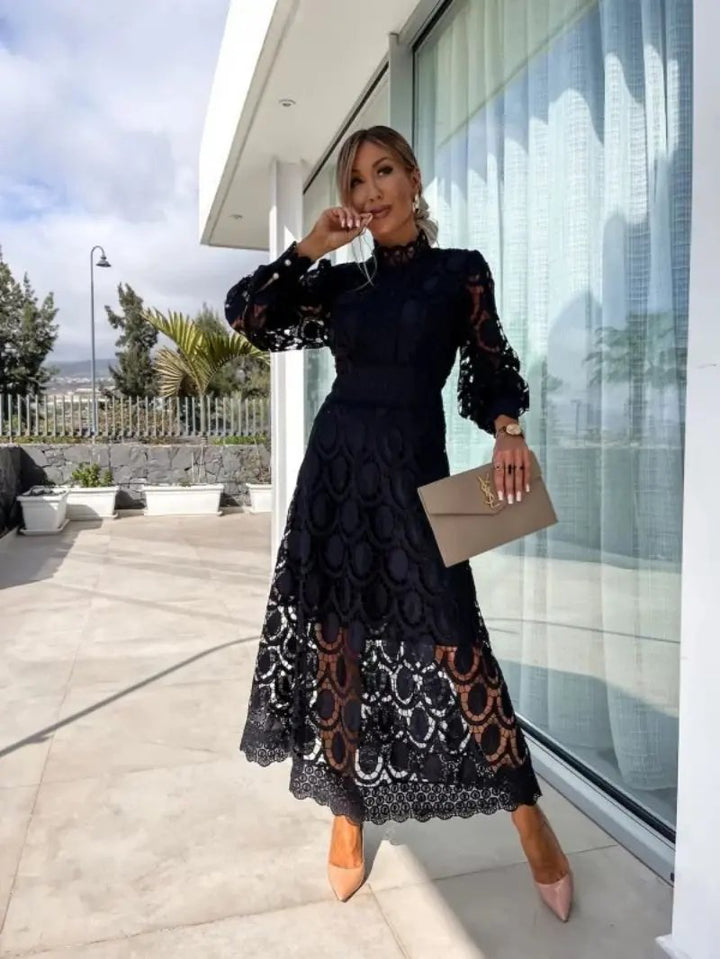 Vivienne | Women Lace Midi Dress with Long Sleeves