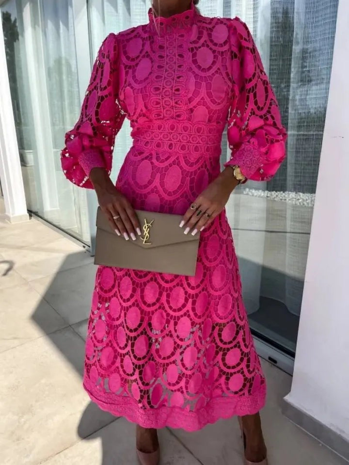 Vivienne | Women Lace Midi Dress with Long Sleeves