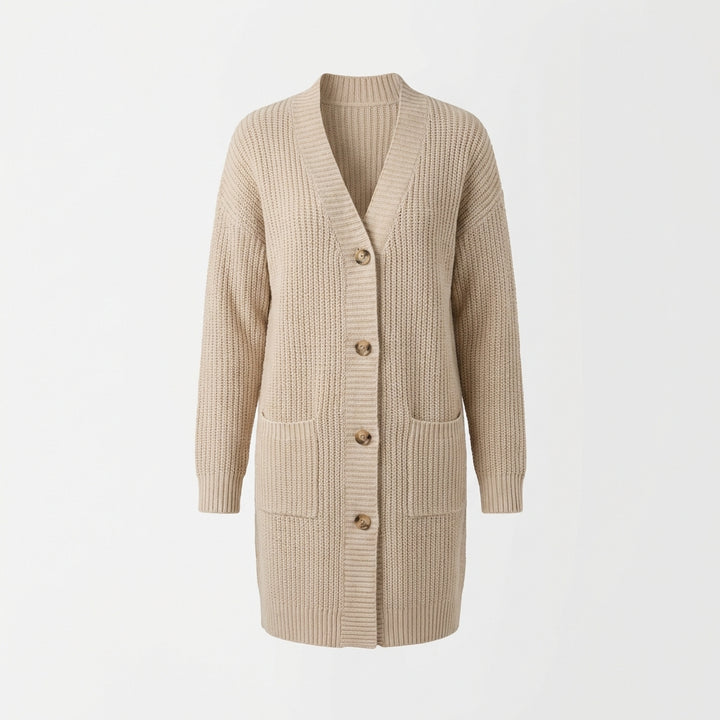 Women's Button-Down Cardigan – Long Knit Sweater with Buttons