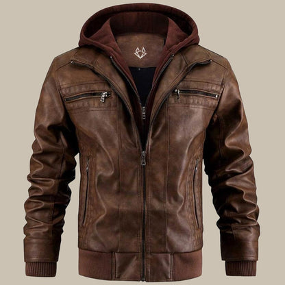 Lucas | Men's Casual Hooded Leather Jacket