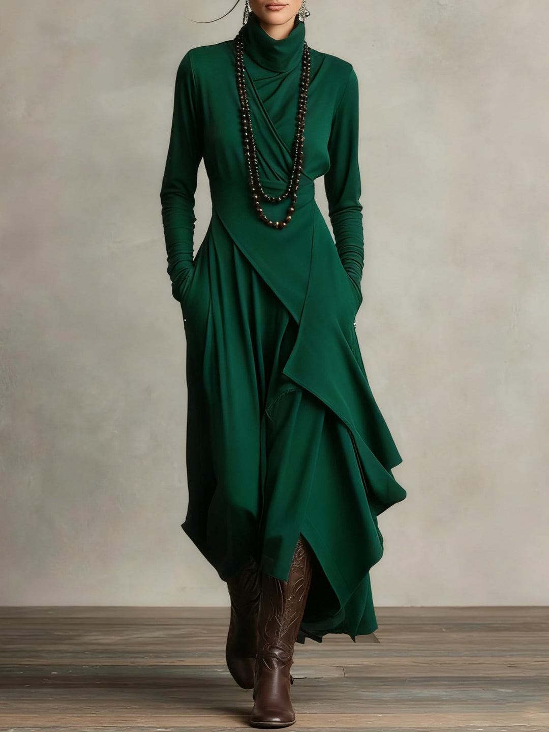 Lorelei | Women’s Casual Turtleneck Maxi Dress with Long Sleeves