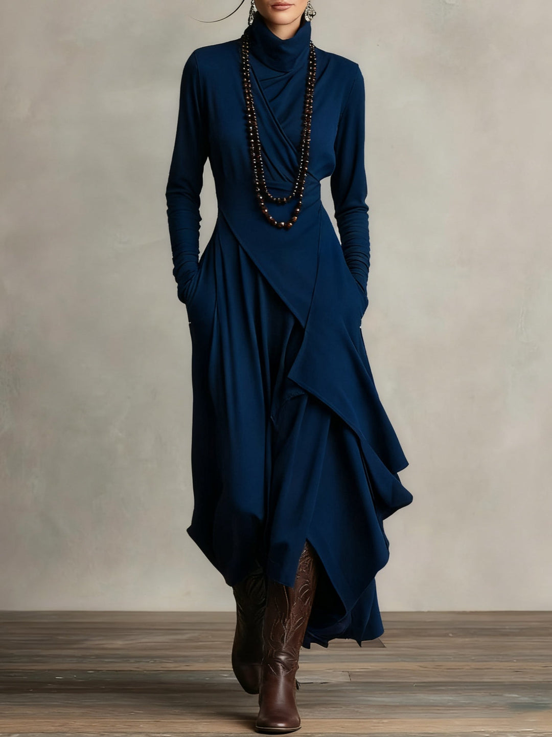 Lorelei | Women’s Casual Turtleneck Maxi Dress with Long Sleeves
