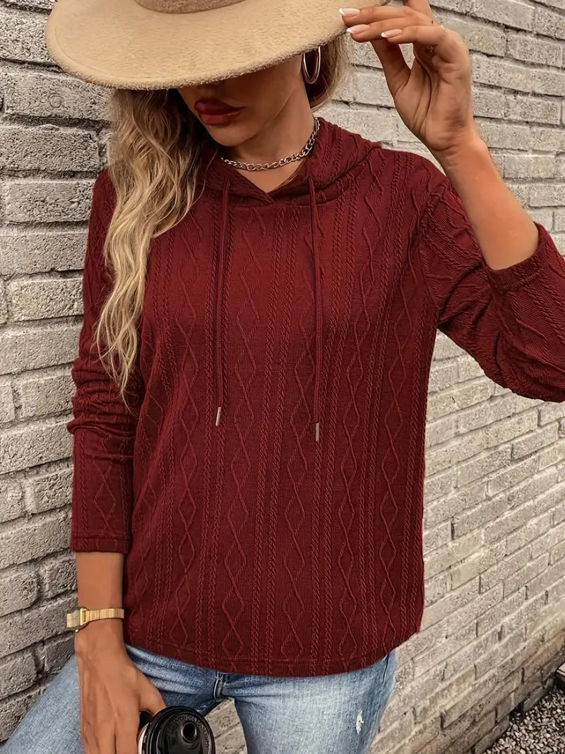 Posie | Women’s Casual Cable Knit Textured Hoodie