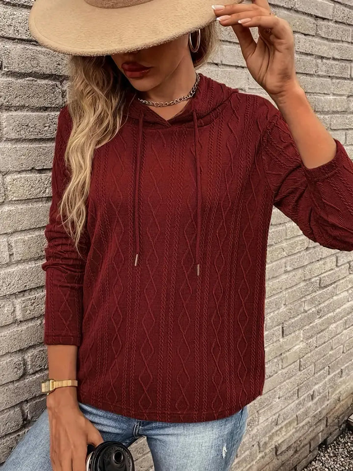 Posie | Women’s Casual Cable Knit Textured Hoodie