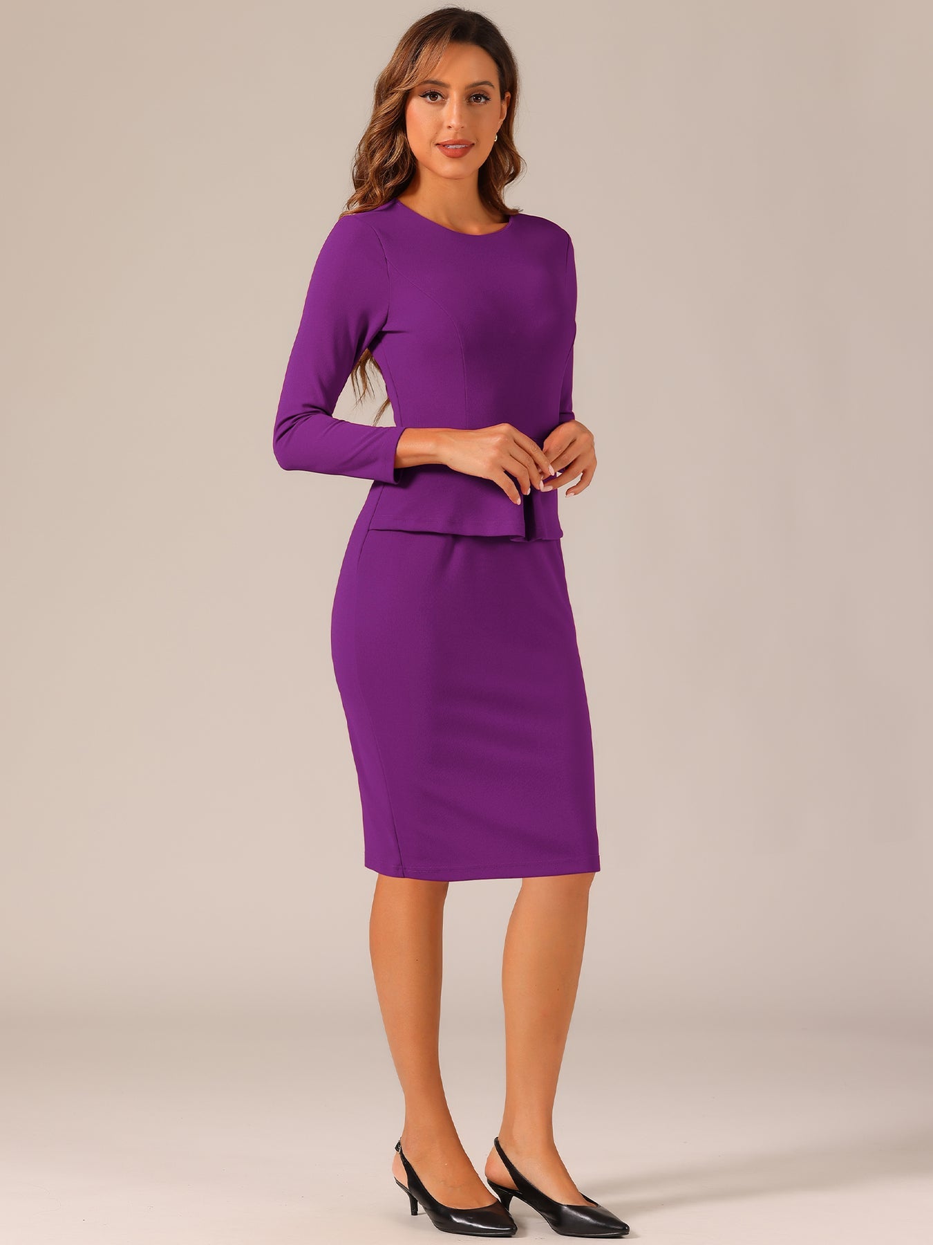 Maria | Women's Peplum Wedding Guest Midi Dress