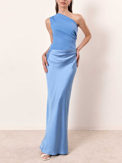 Nicoline | Women’s Satin One-Shoulder Maxi Dress