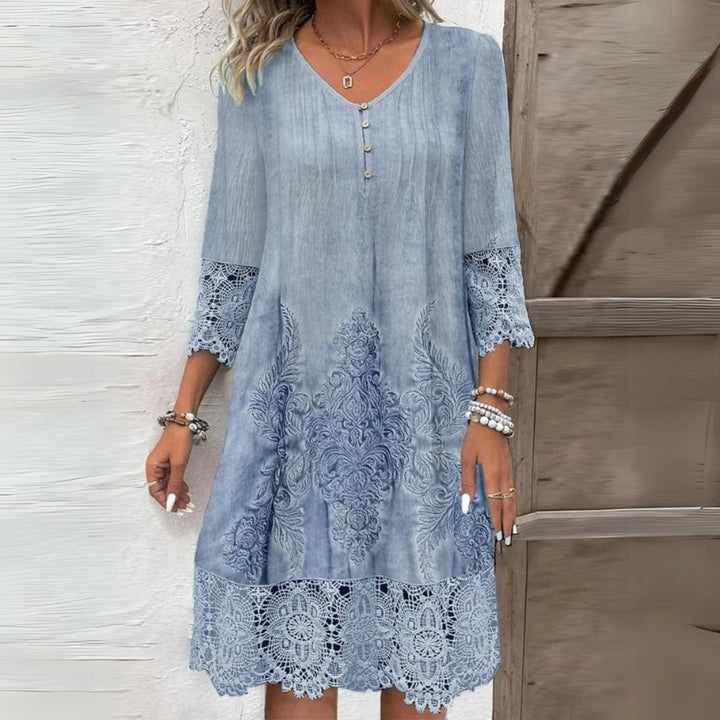 Eva | Women's Elegant Long Sleeve Boho Midi Dress