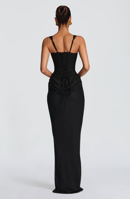 Vesper | Women's Elegant Draped Square Neck Maxi Dress