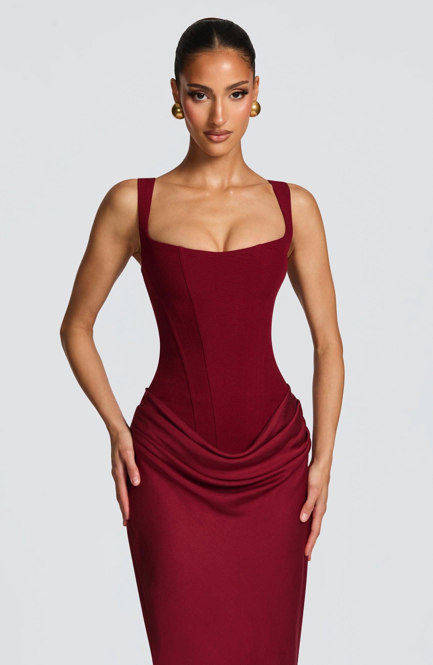 Vesper | Women's Elegant Draped Square Neck Maxi Dress