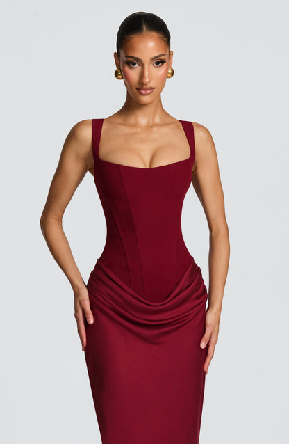 Vesper | Women's Elegant Draped Square Neck Maxi Dress