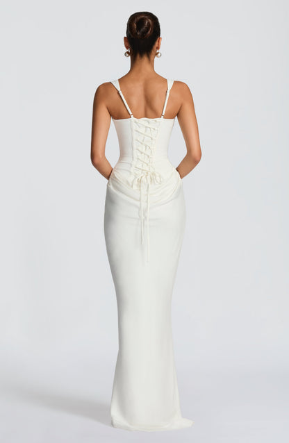 Vesper | Women's Elegant Draped Square Neck Maxi Dress