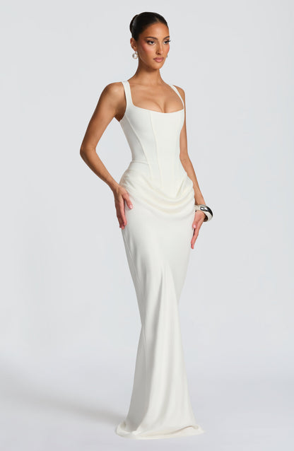 Vesper | Women's Elegant Draped Square Neck Maxi Dress