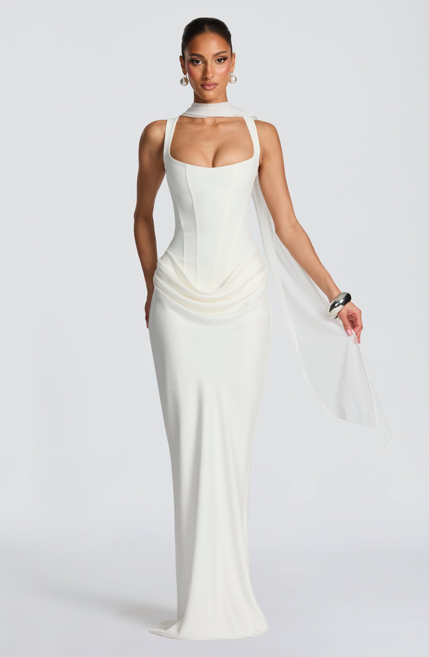 Vesper | Women's Elegant Draped Square Neck Maxi Dress