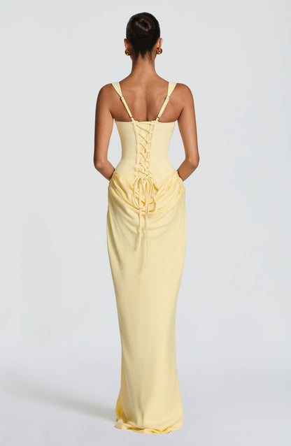 Vesper | Women's Elegant Draped Square Neck Maxi Dress
