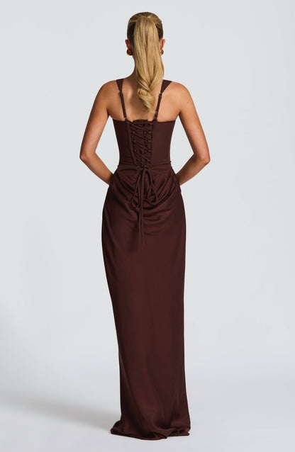 Vesper | Women's Elegant Draped Square Neck Maxi Dress
