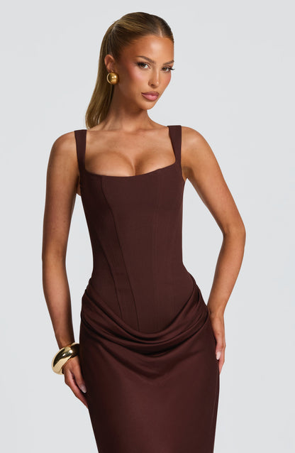 Vesper | Women's Elegant Draped Square Neck Maxi Dress