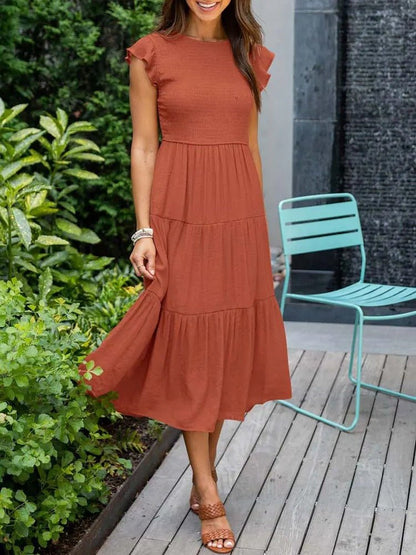 Elina | Women's Casual Midi Dress with Ruffled Sleeves