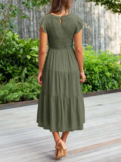 Elina | Women's Casual Midi Dress with Ruffled Sleeves