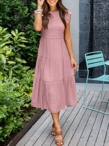 Elina | Women's Casual Midi Dress with Ruffled Sleeves