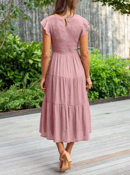 Elina | Women's Casual Midi Dress with Ruffled Sleeves