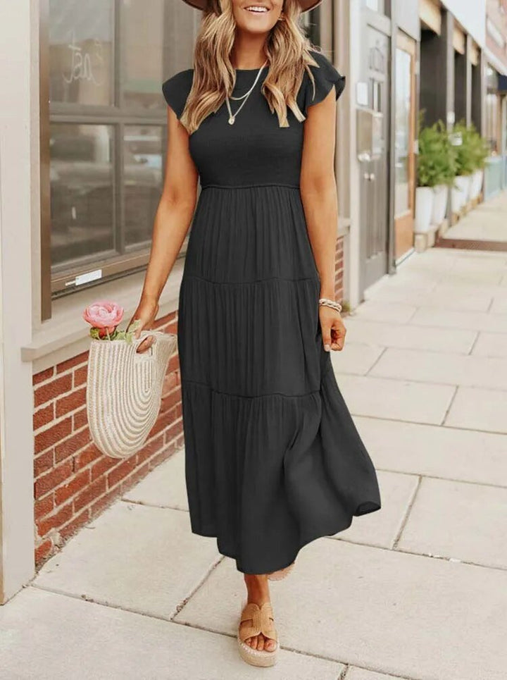 Elina | Women's Casual Midi Dress with Ruffled Sleeves