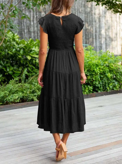 Elina | Women's Casual Midi Dress with Ruffled Sleeves