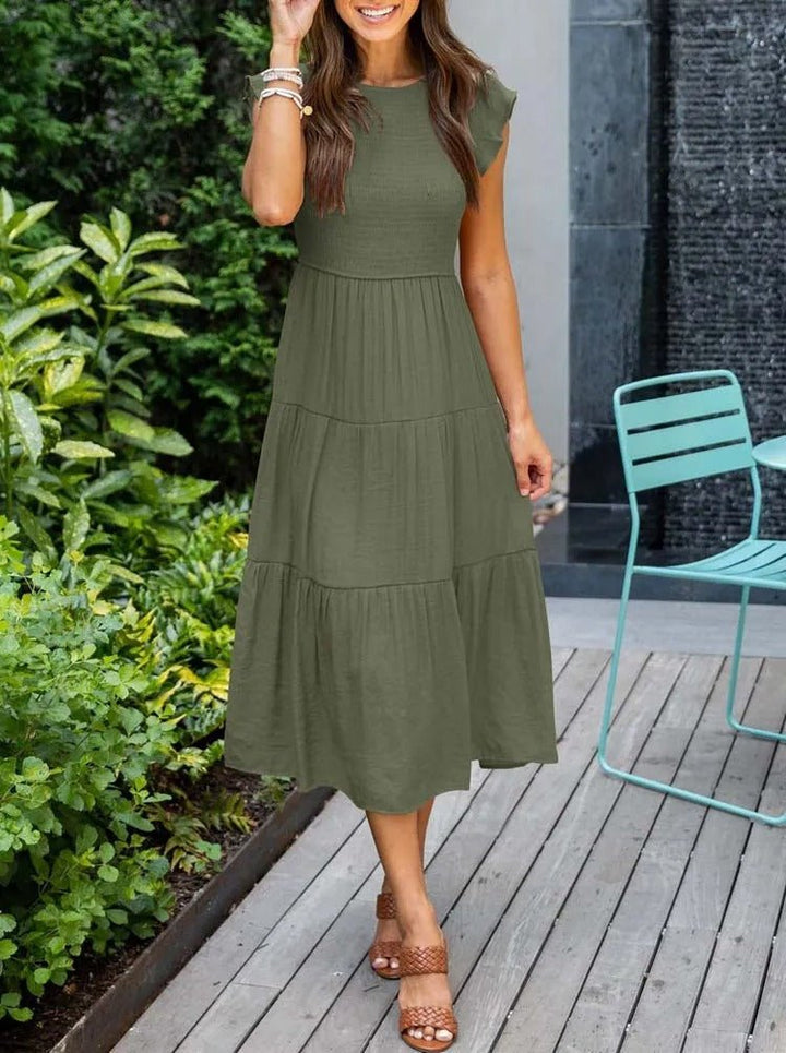 Elina | Women's Casual Midi Dress with Ruffled Sleeves