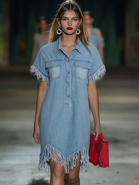 Orla | Women's Casual Denim Mini Shirt Dress