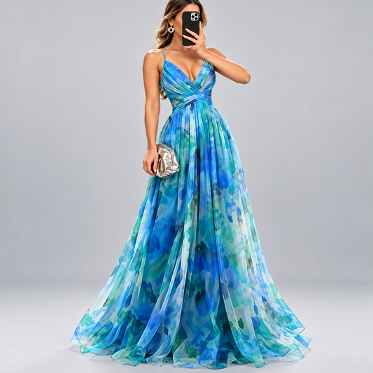 Natalie | Women's Watercolor Long Evening Dress