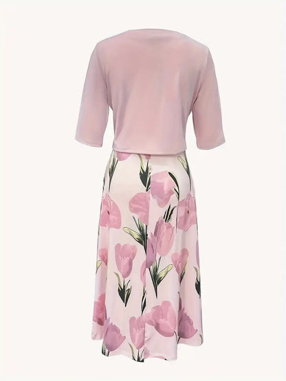 Nika | Women’s Sophisticated Floral Maxi Dress With Cardigan