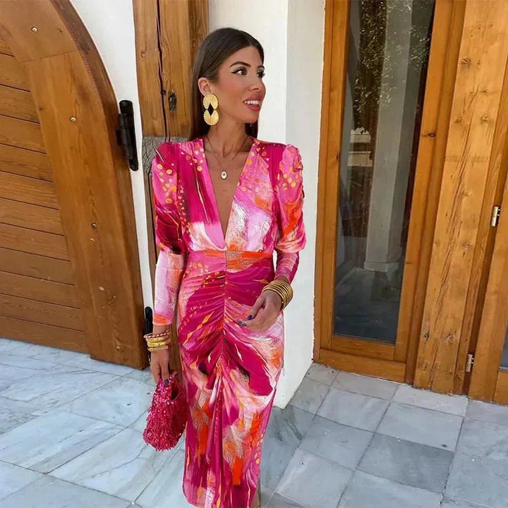Selah | Women's Flowy Wedding Guest Dress with Long Sleeves