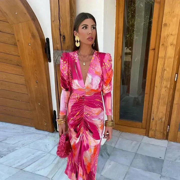 Selah | Women's Flowy Wedding Guest Dress with Long Sleeves