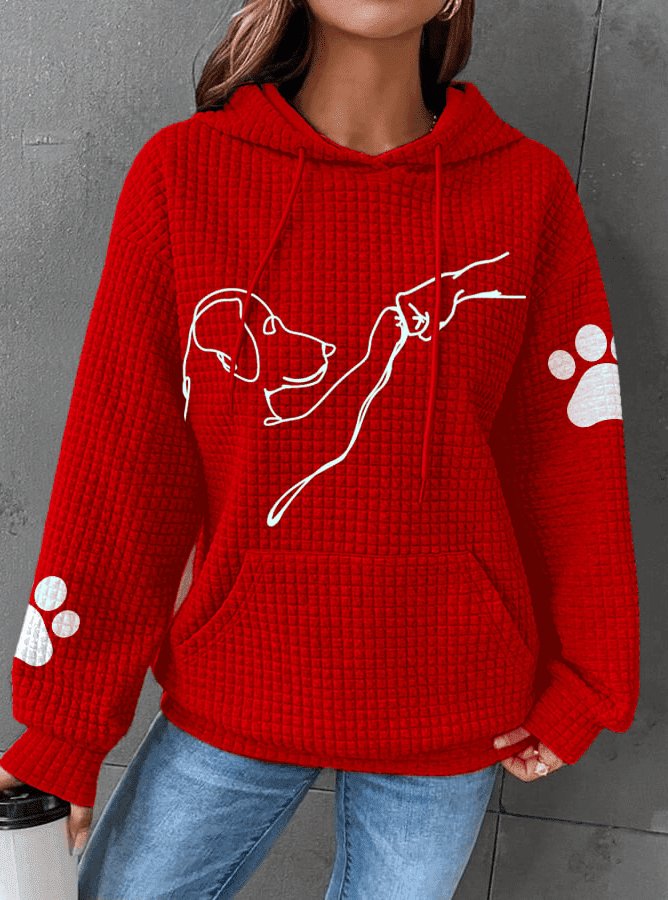 Arlette | Women’s Casual Dog Print Pocket Hoodie