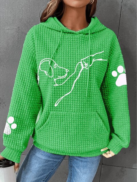 Arlette | Women’s Casual Dog Print Pocket Hoodie