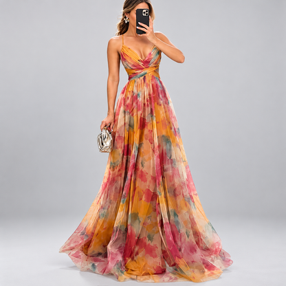 Natalie | Women's Watercolor Long Evening Dress