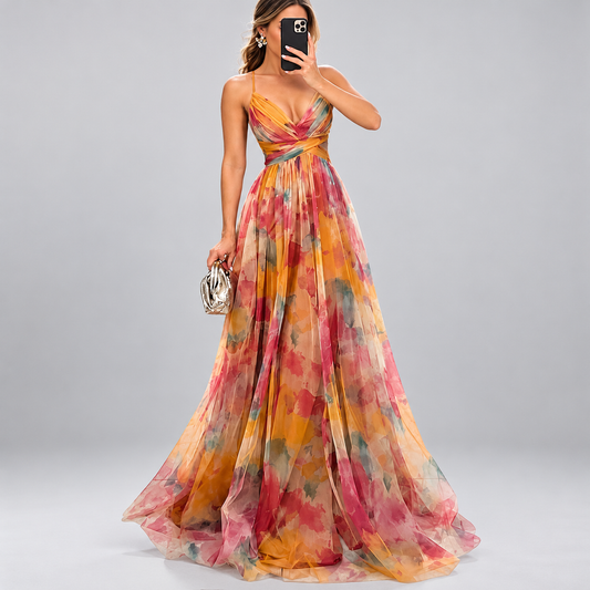 Natalie | Women's Watercolor Long Evening Dress