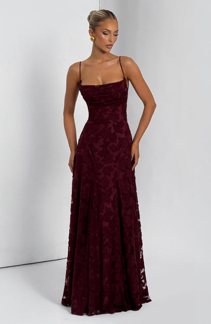 Eithne | Women's Floral Open Back Wedding Guest Maxi Dress