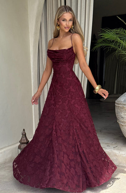 Eithne | Women's Floral Open Back Wedding Guest Maxi Dress