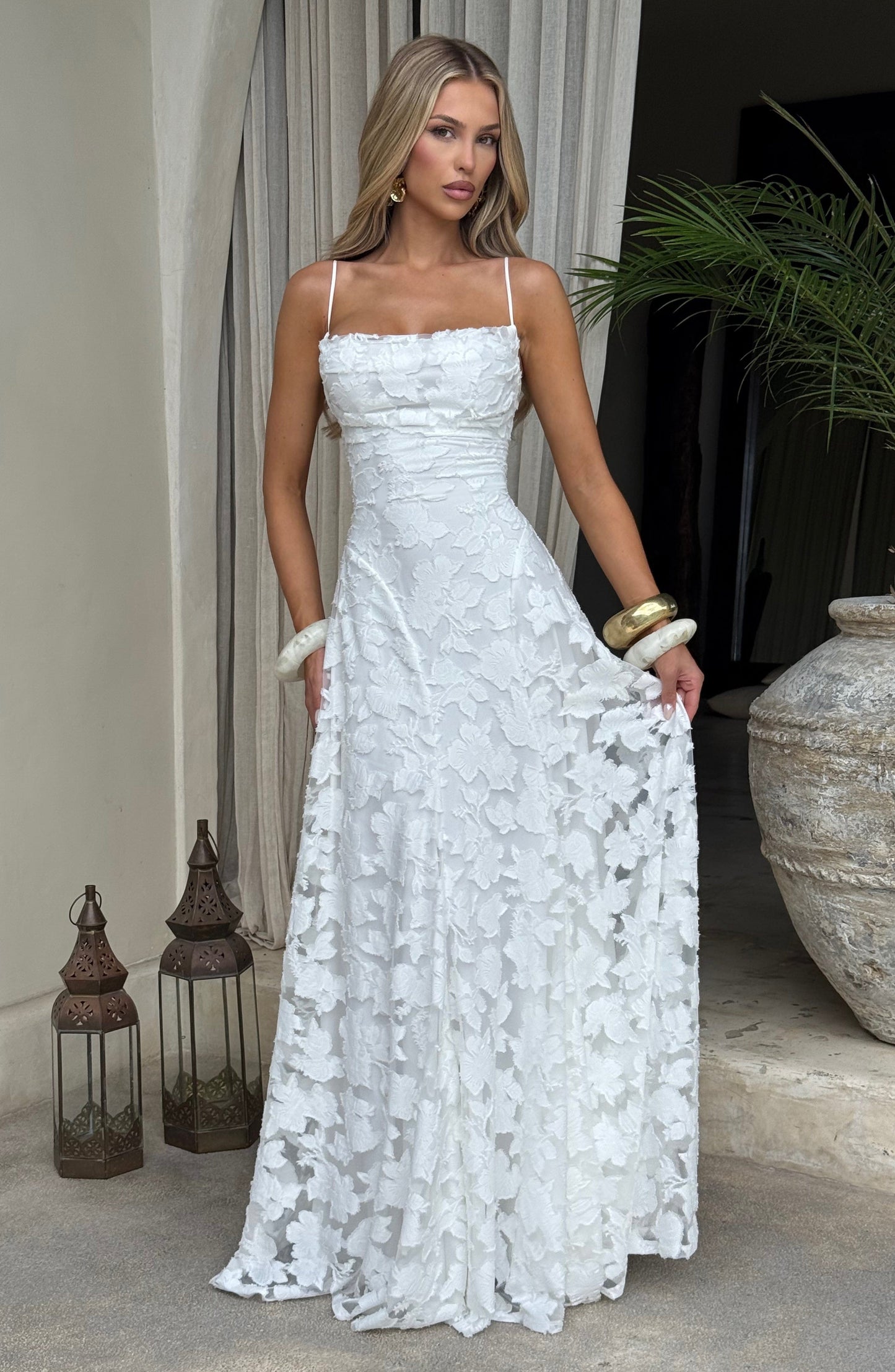 Eithne | Women's Floral Open Back Wedding Guest Maxi Dress