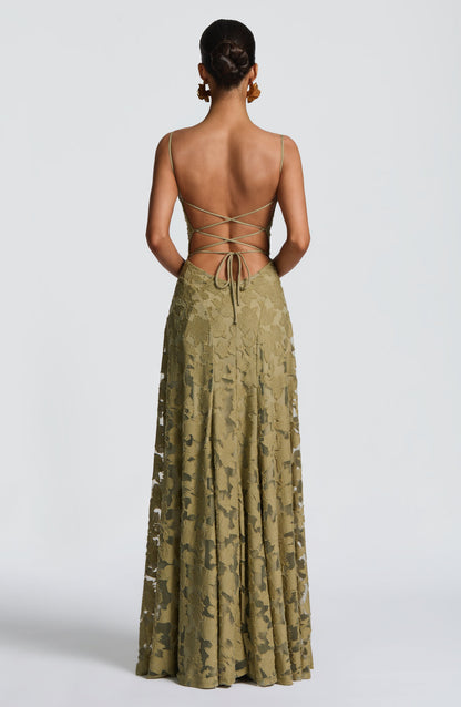 Eithne | Women's Floral Open Back Wedding Guest Maxi Dress