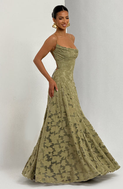 Eithne | Women's Floral Open Back Wedding Guest Maxi Dress