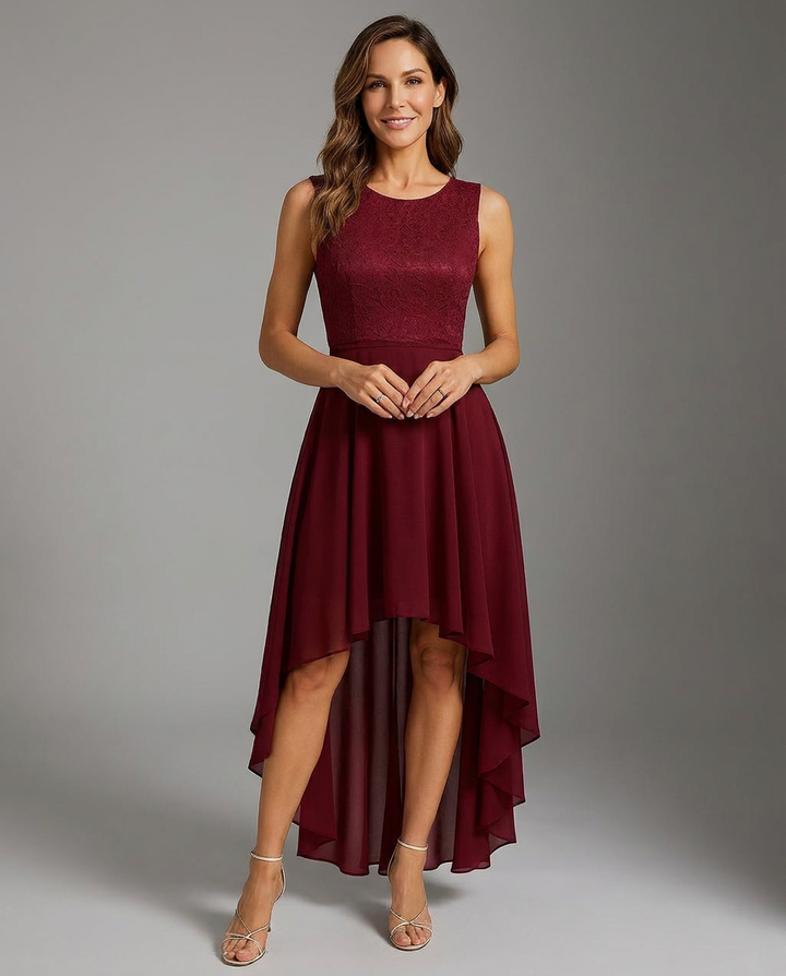 Hallie | Women’s High-Low Wedding Guest Midi Dress