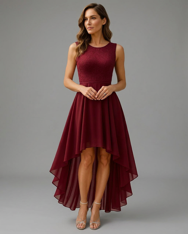 Hallie | Women’s High-Low Wedding Guest Midi Dress