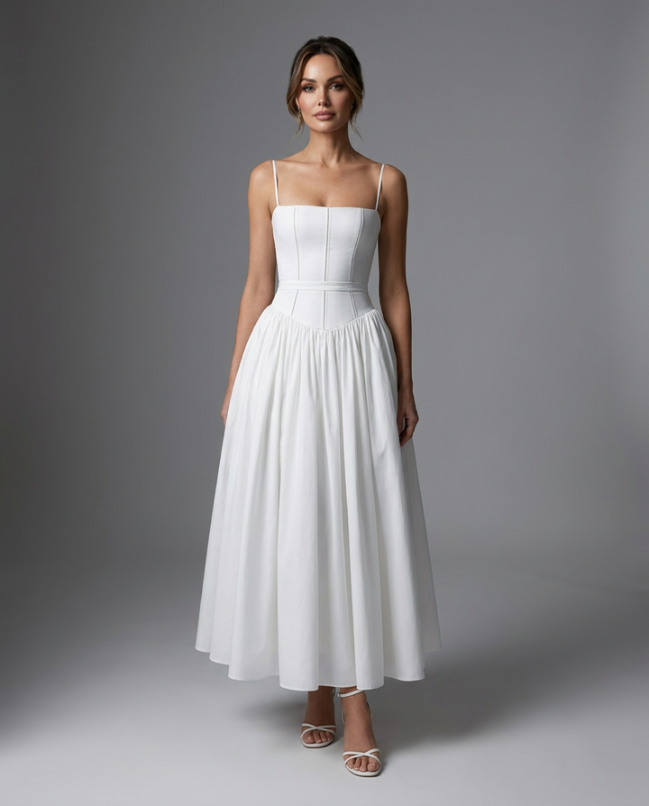 Adeline | Women Corset Style Wedding Guest Midi Dress