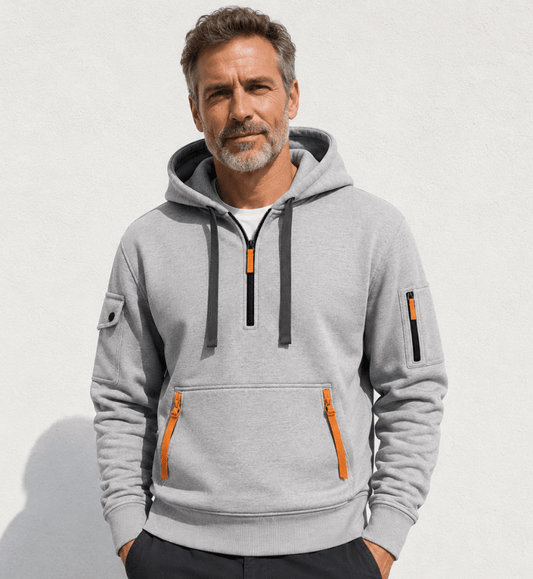 Ronan | Men's Casual Drawstring Half-Zip Hoodie
