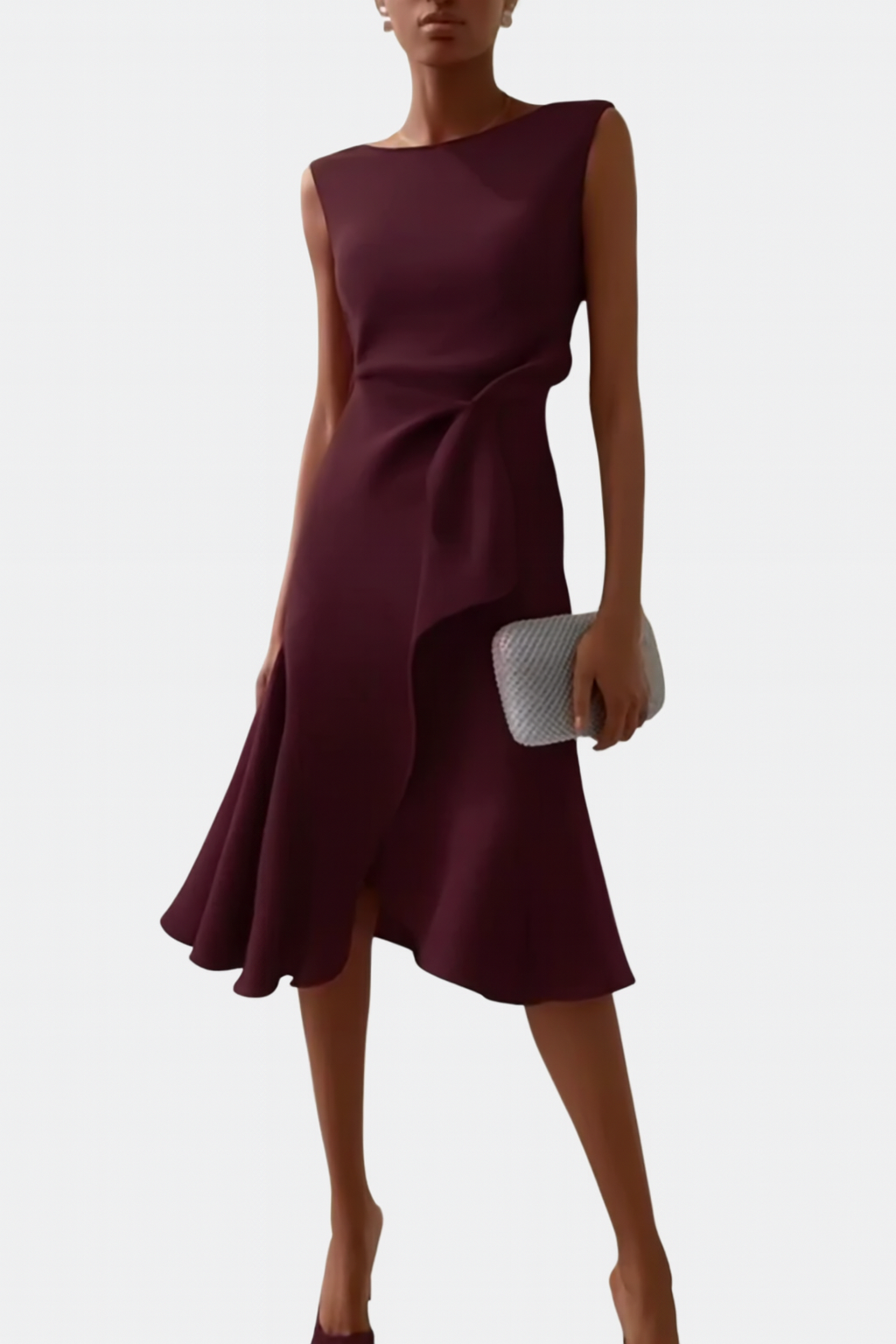 Eleanor | Women's Draped Asymmetric Midi Dress