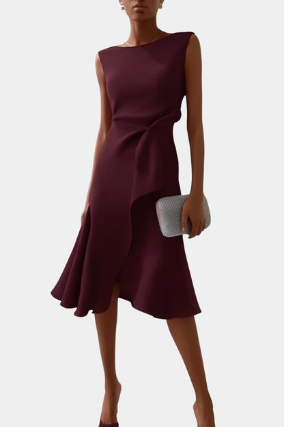 Eleanor | Women's Draped Asymmetric Midi Dress