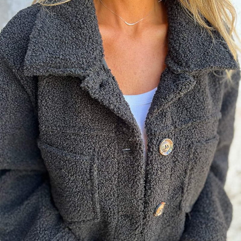 Eliana | Women's Fall Teddy Button Jacket